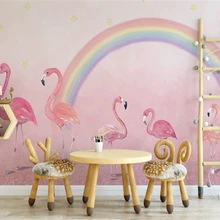Beibehang пользовательские обои ручная роспись Фламинго детская комната обои розовый фон Настенные обои для стен 3 d папье peint