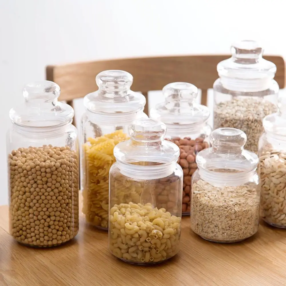

Transparent Pagoda Shape Snack Storage Tank With Cover Household kitchen Storage Jar Plastic Grain Can Food Storage Box