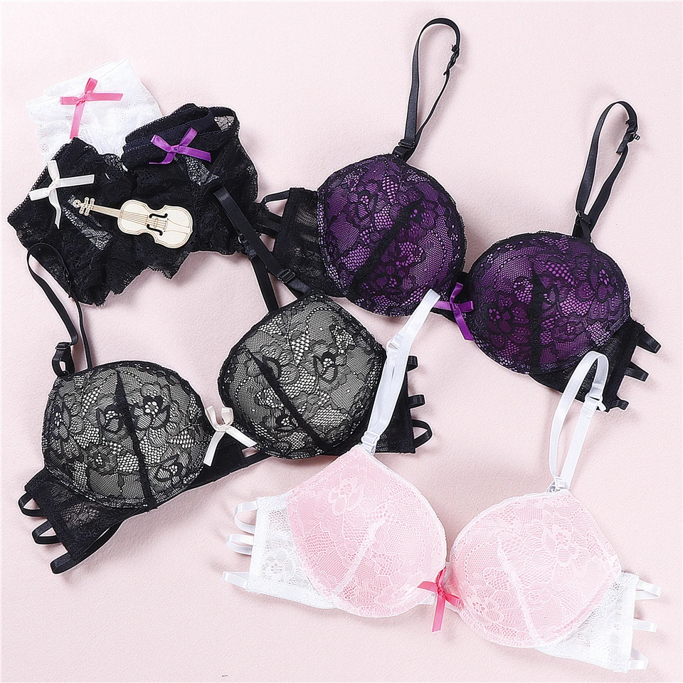 New Fashion Lace Sexy Thin deep V neck push up underwear hot selling