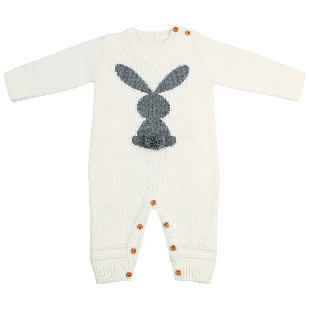 High quality cute Newborn Infant Baby Boy Girl rabbit Long Sleeve Weave Knitted Romper Jumpsuit Outfits Clothes autumn winter