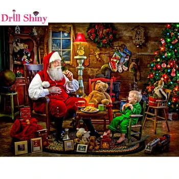 

Full Drill 5D DIY Diamond Painting Santa's Visit,Santa Claus and children Eve Embroidery Cross Stitch Home Decor Christmas Gift