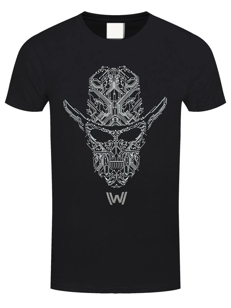 Мужские черные свободные футболки футболка Westworld Circuit Face из хлопка для мужчин