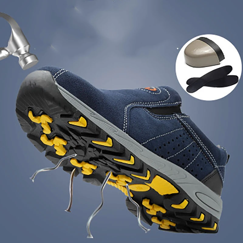 AC13012 стальной носок защитная Рабочая обувь для мужчин весна дышащие слипоны повседневные ботинки Мужская Рабочая страховка проколы обувь