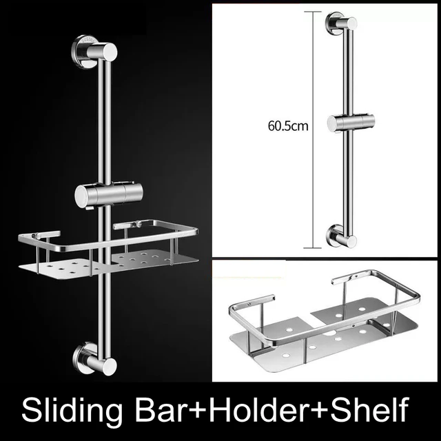 1 Set Wall Mount Hand Shower set Stainless Steel Slide Bar with Soap