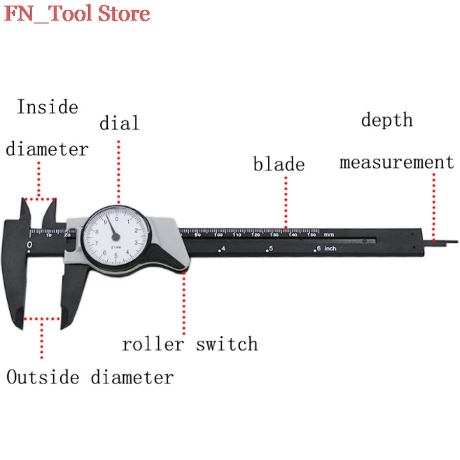 Циферблат 0-150 мм ручной штангенциркуль Ударопрочный пластиковый метрический штангенциркуль микрометр измерительный инструмент