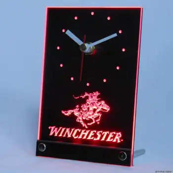 

tnc0189 Winchester Firearms Gun Logo Table Desk 3D LED Clock