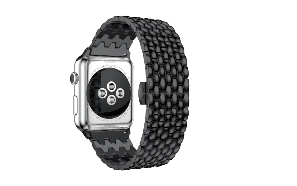 38/42 мм Нержавеющая сталь ремешок для наручных часов iWATCH, версия с адаптеры для сим-карт наручный ремешок на замену ремешка наручных часов Apple Watch, версии бабочка туфли с ремешком и пряжкой серебро