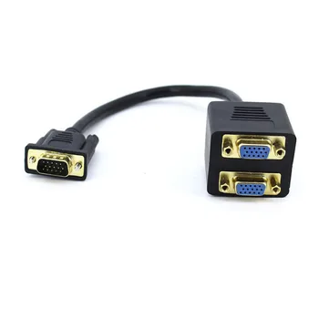 

500pcs 1 PC TO 2 VGA SVGA MONITOR Y SPLITTER CABLE 15 PIN 1 VGA Male to 2 VGA Female DHL Free shipping