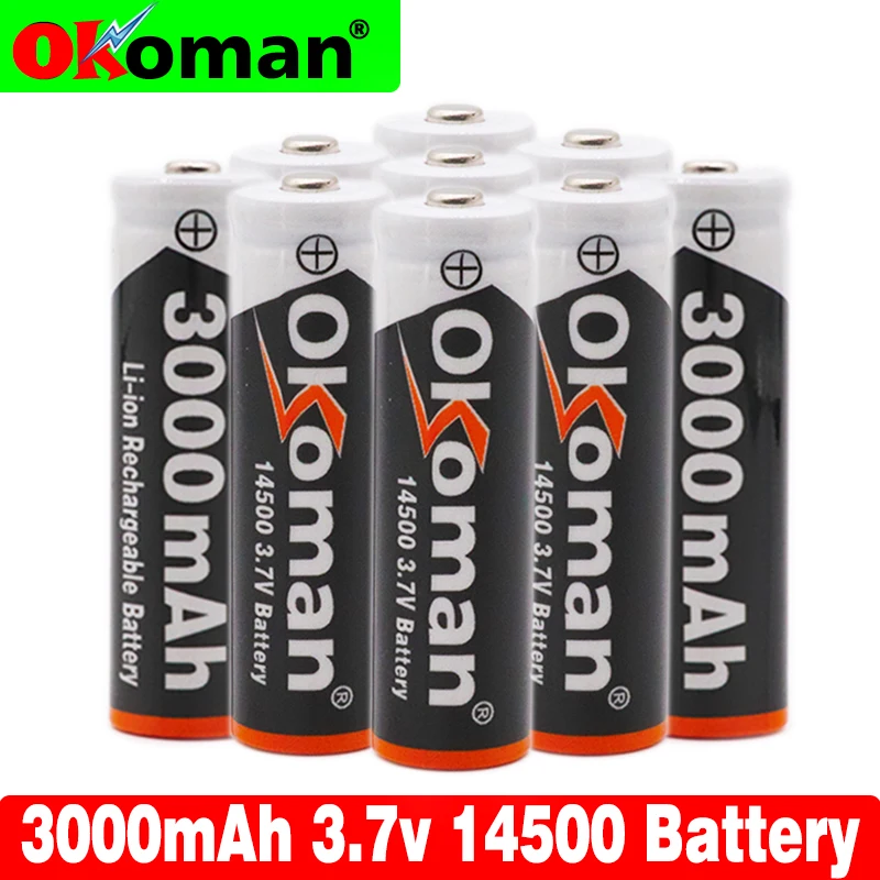 Okoman AA 14500 3000mah 3 7 V литий ионная аккумуляторная батарея и светодиодный фонарик