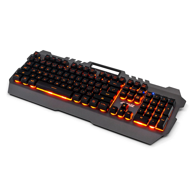Ajazz Membrane wired gaming keyboard 104 keys 19-key anti-ghosting waterproof metal panel backlit keyboard with phone holder (3)