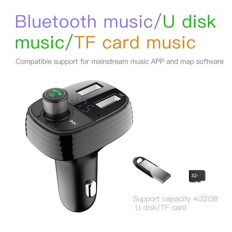 Беспроводной Bluetooth Автомобильный fm-трансмиттер громкой связи MP3 плеер Dual USB 3.4A Зарядное устройство