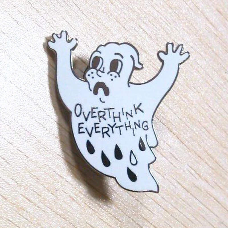 Эмалированная булавка для беспокойства призрака overthink everything|Булавки и значки| |
