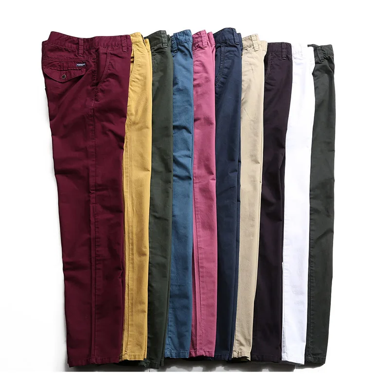 

High Quality Urban Leisure Mens Pants Cotton Casual Pants Stright Male Trousers Man Black Khaki long Pants 29-38