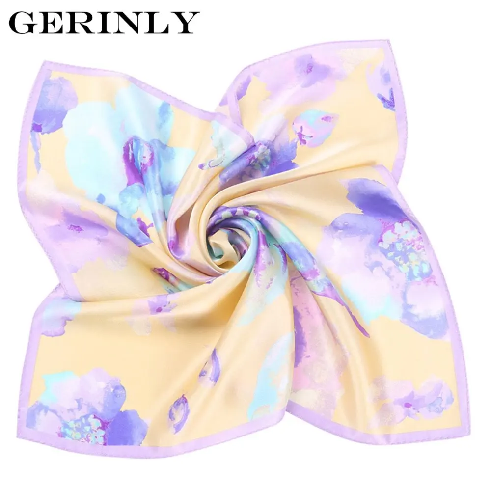 

100% Silk Scarf Luxury Women's Small Square Scarves Designer Bandana Neckerchief Pastel Flower Scarfs Hijab Shawls for Hair Bag