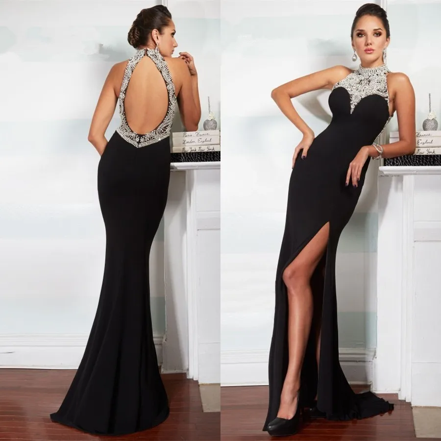 Wholesale Evening Dresses 2017 High Neck Sleeveless Backless Floor Length Chiffon with Crystal 2017 Prom Dresses Formal Gowns Buy Cheap Evening Dresses 2017 High Neck Sleeveless Backless Floor Length Chiffon with Crystal 2017 Prom Dresses Formal Gowns