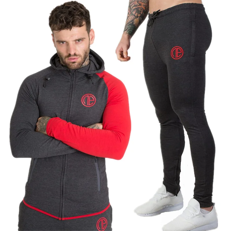 Mens Running Sportswear Sets Sweatshirt Sweatpants Gym Fitness ...