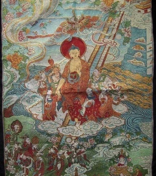 

36" Tibet Silk Embroidery Art Buddhism Tangka Shakyamuni Buddha Statue Thangka