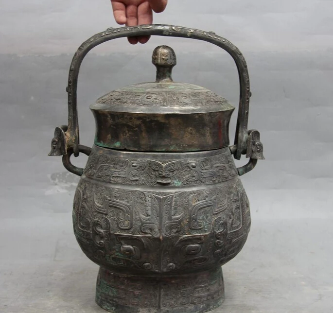 

Collectible bronze S2874 China Dynasty Palace Bronze Copper Beast Jug Pot Bottle Tank Crock kettle Vase