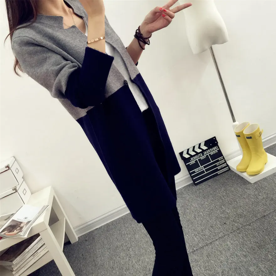 2018 Autumn Knitting Loose Women's Cardigans Patchwork Long Sleeve Simple jumper female cardigan Sweaters Korea Style Coats #Y5 HTB18uLCCA9WBuNjSspeq6yz5VXag - 2018 Autumn Knitting Loose Women's Cardigans Patchwork Long Sleeve Simple jumper female cardigan Sweaters Korea Style Coats #Y5