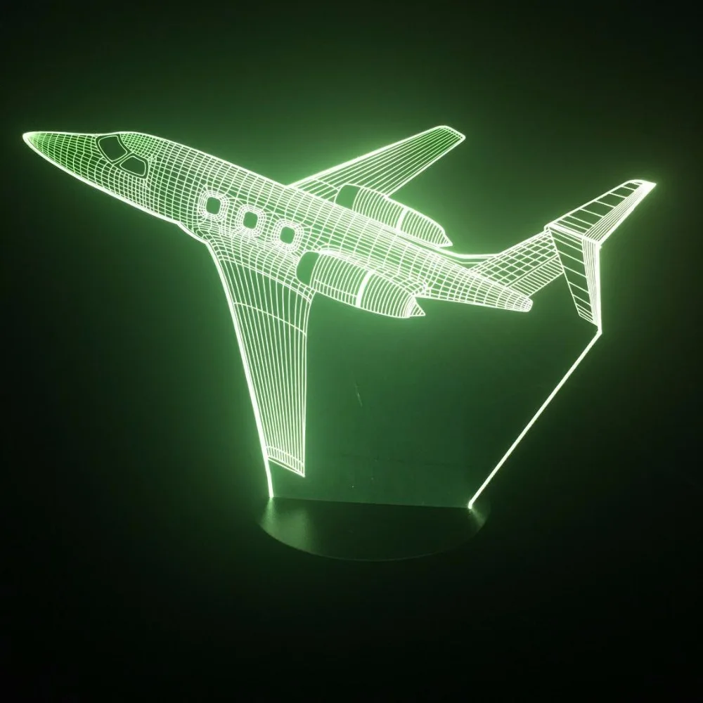 3D Светодиодная лампа Jet Air Plane ночсветильник с изменением 7 цветов настольная для