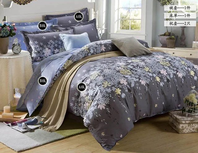 new arrival 100 cotton modern little flowers dark gray bedding set dark gray sheet set
