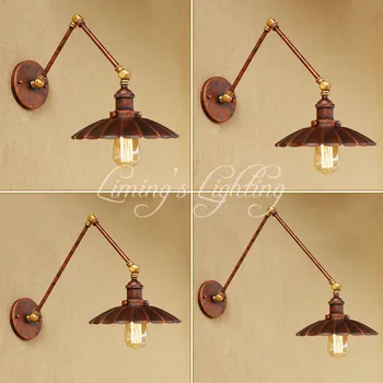 

Loft Style Swing Arm Edison Wall Sconce Bedside Wall Lamp Antique Iron Vintage Wall Light Fixtures For Home Indoor Lighting