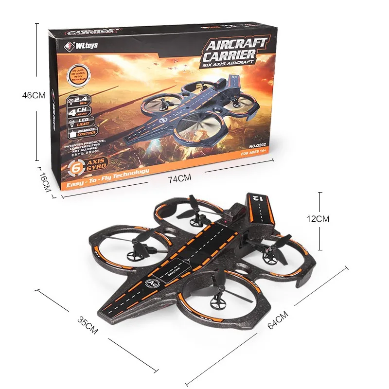 WLtoys Q202 4CH 6-Axis 2,4 ГГц авианосец Форма морской воздух амфибия RC Quadcopter RTF