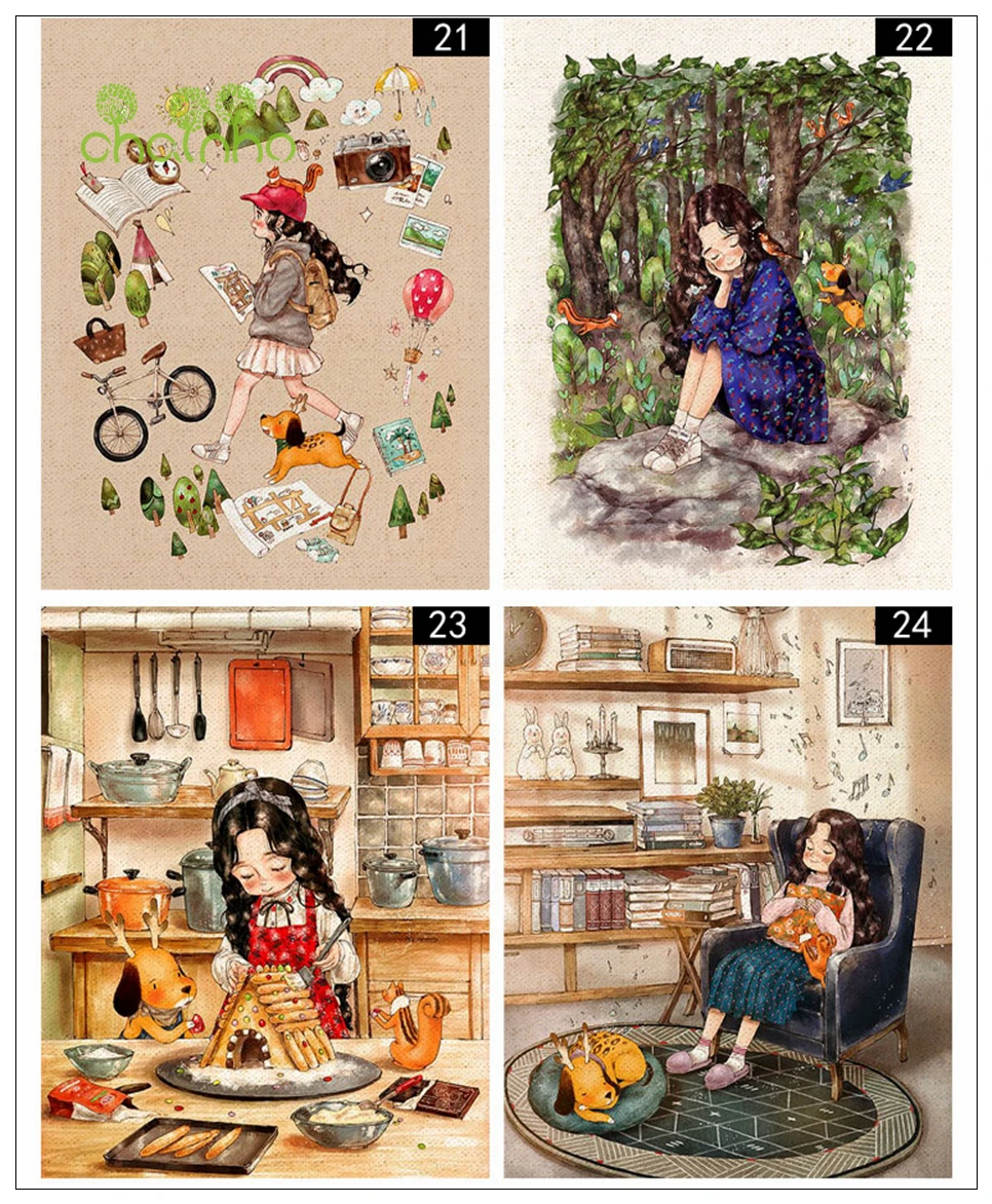 Chainho, серия для девочек, окрашенная вручную хлопковая льняная ткань для шитья, Лоскутная Ткань для подстилок/кошельков/сумок/подушек, HD050