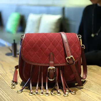 WOONAM Women Fashion Handbag Genuine Suede Calf Leather Medium Satchel Saddle Ring Tassel Shoulder Bag WB673
WOONAM Women Fashion Handbag Genuine Suede Calf Leather Medium Satchel Saddle Ring Tassel Shoulder Bag WB673
