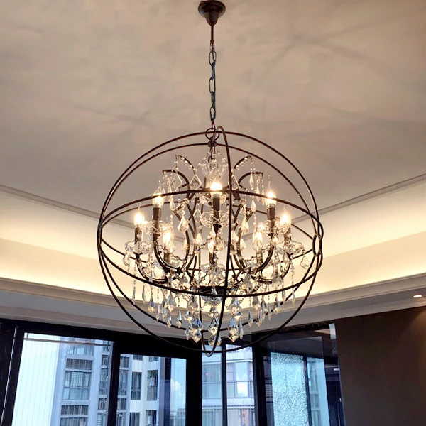 

American Industrial Retro Pendant Lights Crystal Lighting Fixtures Modern Loft Pendant Lamp Metal Bar Restaurant E14 Socket