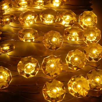 

3m 40 LEDs Diamond Modelling Fairy Lights Waterproof Battery Operated Copper Wire LED String Starry Lights With Remote&Timer