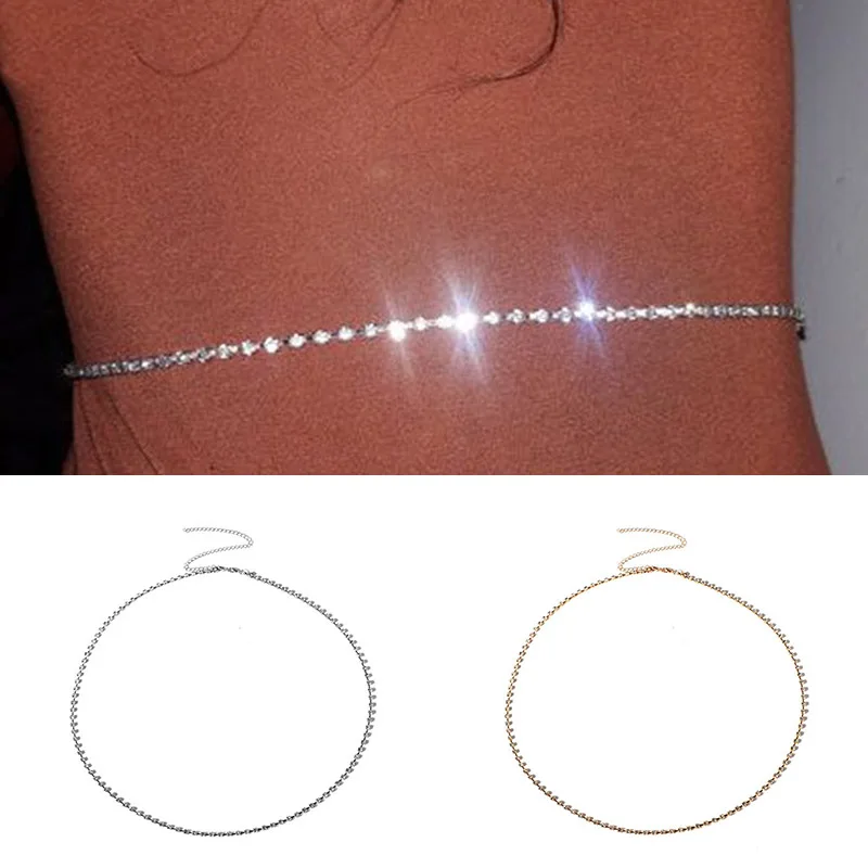 Womens Bridal Crystal Flower Metal Chain Fashion Belt Hip Waist Body Chain