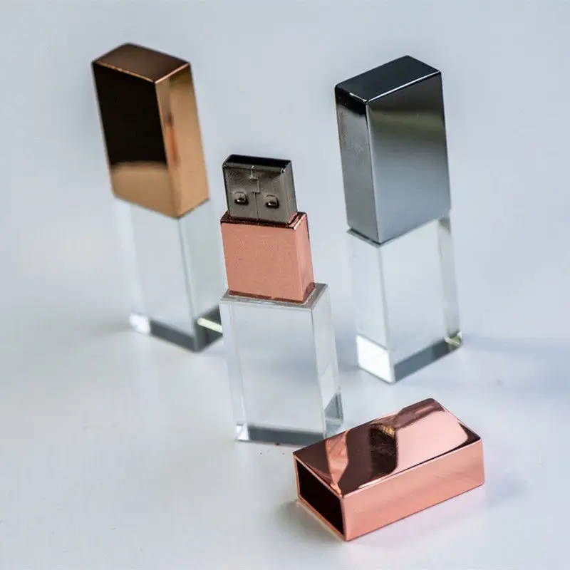  New Custom LOGO Crystal Usb 2.0 Memory Flash Drive with Gift Box 2GB 4GB 8GB 16GB 32GB 64GB （white 