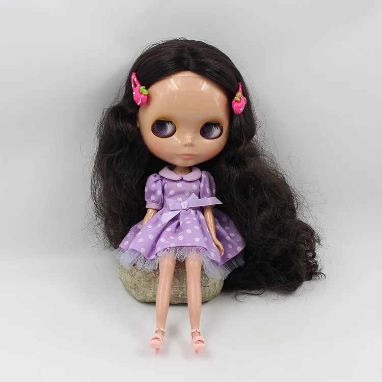 Nude blyth doll Mini blythedoll B small female black muscle black long hair dolls for girls baby DIY bjd dolls for sale nude doll blyth multi color long hair bjd 30cm blyth dolls for sale