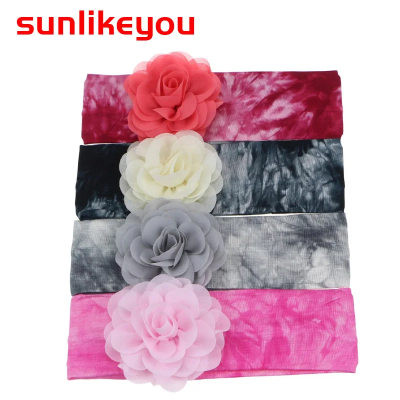 

Sunlikeyou Toddler Accessories Hair Bands For Girls Newborn Cotton Soft Elastic Chiffon Flower Kids Baby Turban Baby Headbands