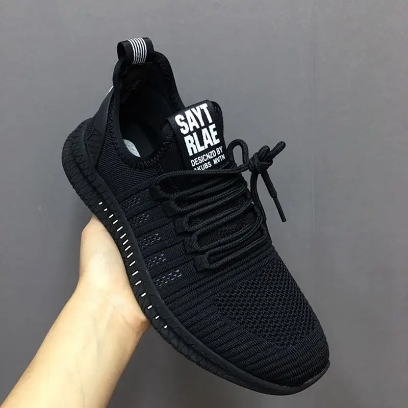 

2019 fashion sports men's shoes trend versatile breathable flat bottom flying woven shoes comfortable men's casual shoes