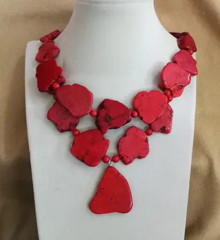 

Wedding Woman Gift Necklace Irregular Red stone Slice Choker Necklace Pendant Exaggerated Stone Jewelry Charm