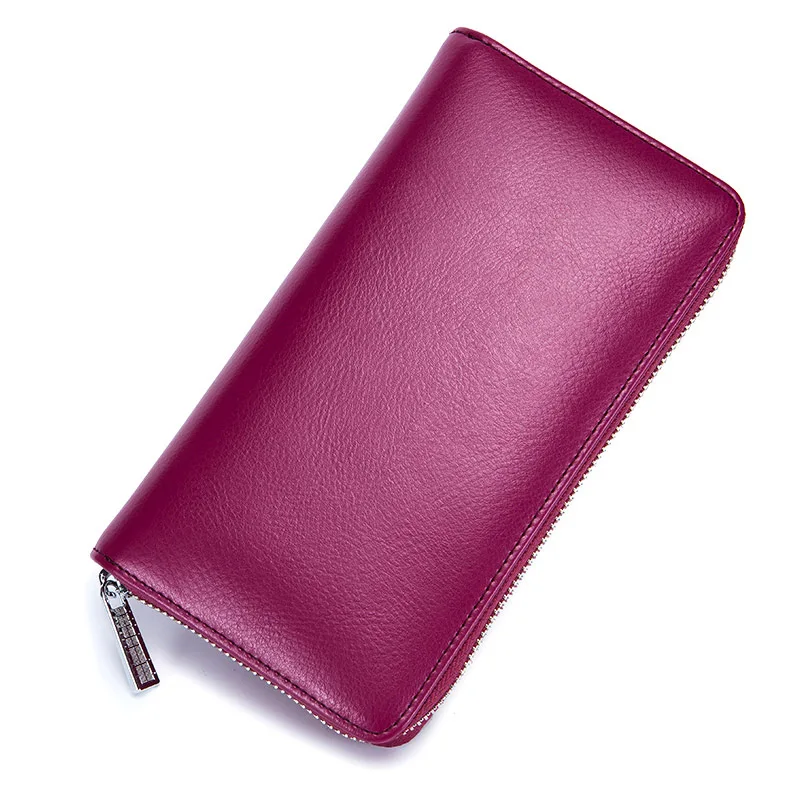 Карта унисекс держатели кожанный раздельный кошелек Мужской Бизнес RFID карты бумажник высокой емкости Женские кредитницы кошельки - Цвет: Rose Purple