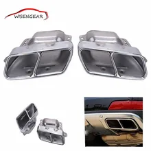 Dual Square Holes End Rear Chrome Exhaust Muffler Pipe Tip Quad For Mercedes Benz W164 W221 AMG 2005 2006 2007 2008 – 2013 C/5