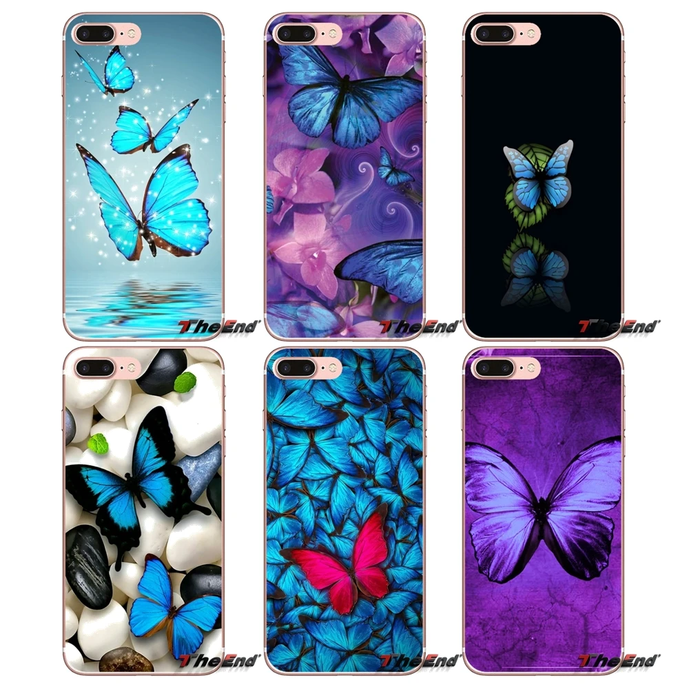 

For Sony Xperia Z Z1 Z2 Z3 Z5 compact M2 M4 M5 E3 T3 XA Aqua LG G4 G5 G3 G2 Mini Capa Mobile Phone Case beautiful Blue butterfly