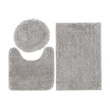 3Pcs/set Microfiber Anti-slip Toilet Carpet Chenille Plush Bathroom Floor Mat Dining Room Living Room Carpet Machine Washable