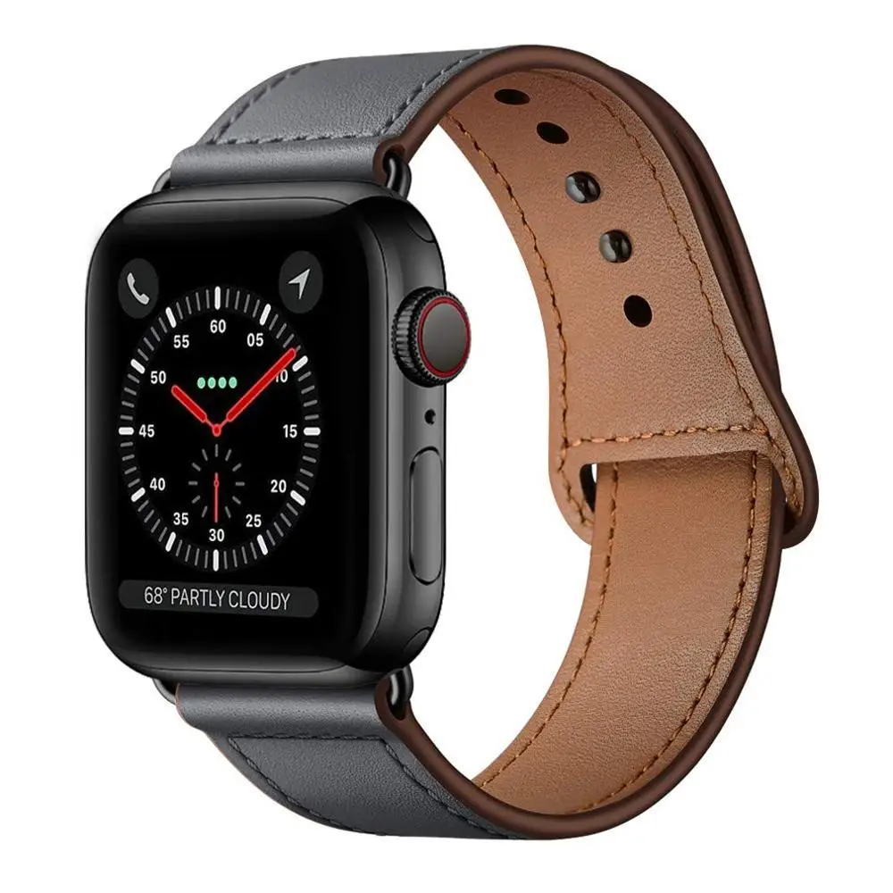Кожаный ремешок для наручных часов Apple Watch 38 мм 40 мм 42-44 мм, Apple Watch сменный Ремешок Браслет для наручных часов iWatch, браслет Series 5/4/3/2/1 - Цвет ремешка: Dark Gray