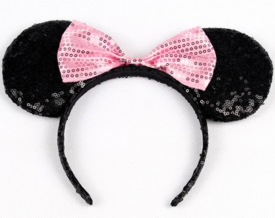 Headwear Minnie Mouse Ears Headband Festival DIY Hair Accessories Hairband Christmas Sequin Hair Bows for girls women gift