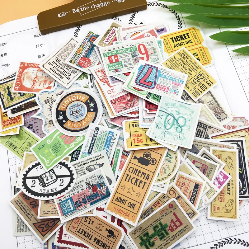 

160pcs Cute Western Antique bill ticket sticker Diary books decoration adhesive stickers/ self made DIY Stamp sticker