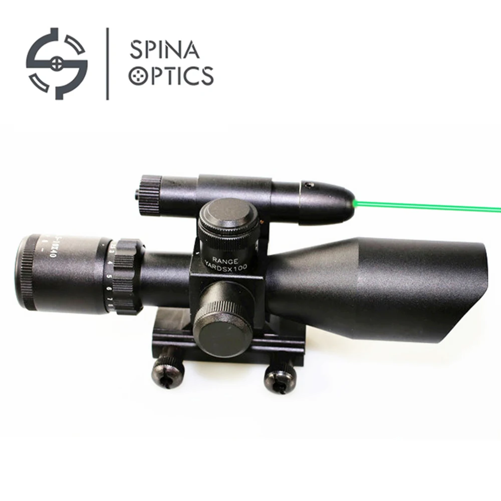 

SPINA Hunting Riflescope 2.5-10X40 Rifle Scope Red Green Illuminated Mil-dot Optics Sight with Green Laser for 20mm Rail Mounts