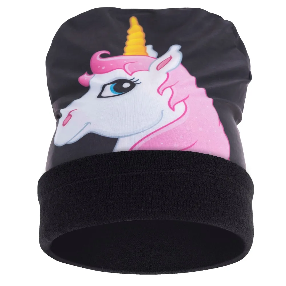 Pink Unicorn 3D Printing Beanies Unisex Polyester Fullprint Pattern