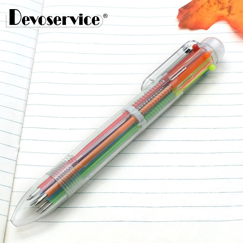 2Pcs/Pack Cute Ballpoint Pen Multi Color Ballpoint Pen Fine Point 0.7mm 6 In 1 Colorful Stationery Creative Mark School Supplies 2pcs set toilet seat top fix seat hinge hole fixings well nut screws rubber back to wall toilet cover screw cover plate supplies