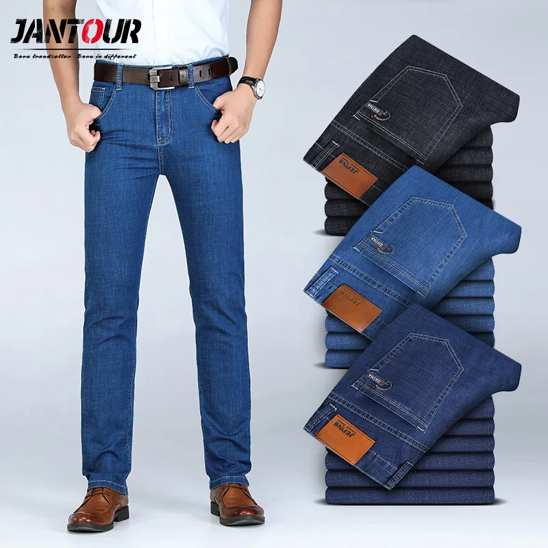 

2019 new Men's Autumn Winter cotton Jeans male Stretch Business Pants Fashion Classical trousers Denim Jean Men Slim Male Jeans