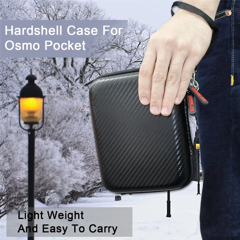 PU Carbon Grain Storage Bag For DJI OSMO Pocket Portable Travel Carry Case Cover For OSMO Pocket Accessories Protective Handbag-2