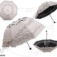 UPF> 50+ арочные принцесса зонты, 8 ребер, черное покрытие 2 раза, навес, границы завязки, зонтик, смесь УФ Защита